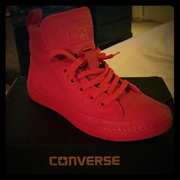 all red converse high tops